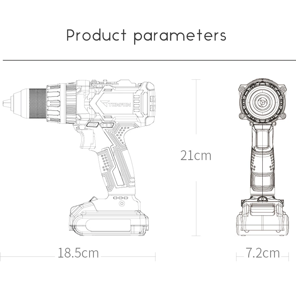 Xiaomi Mijia Tonfon Беспроводной Электрическая аккумуляторная ударная дрель Мощность драйвера 12/20V 2000 мА/ч, Батарея 2-Скорость адаптер для розеток европейского стандарта для домашних работ