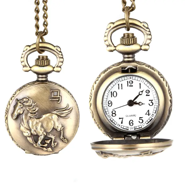 Fashion Vintage Unisex Quartz Pocket Watch Alloy Running Horse Necklace Pendant Fashion Vintage Unisex Quartz Pocket Watch Alloy Running Horse Necklace Pendant