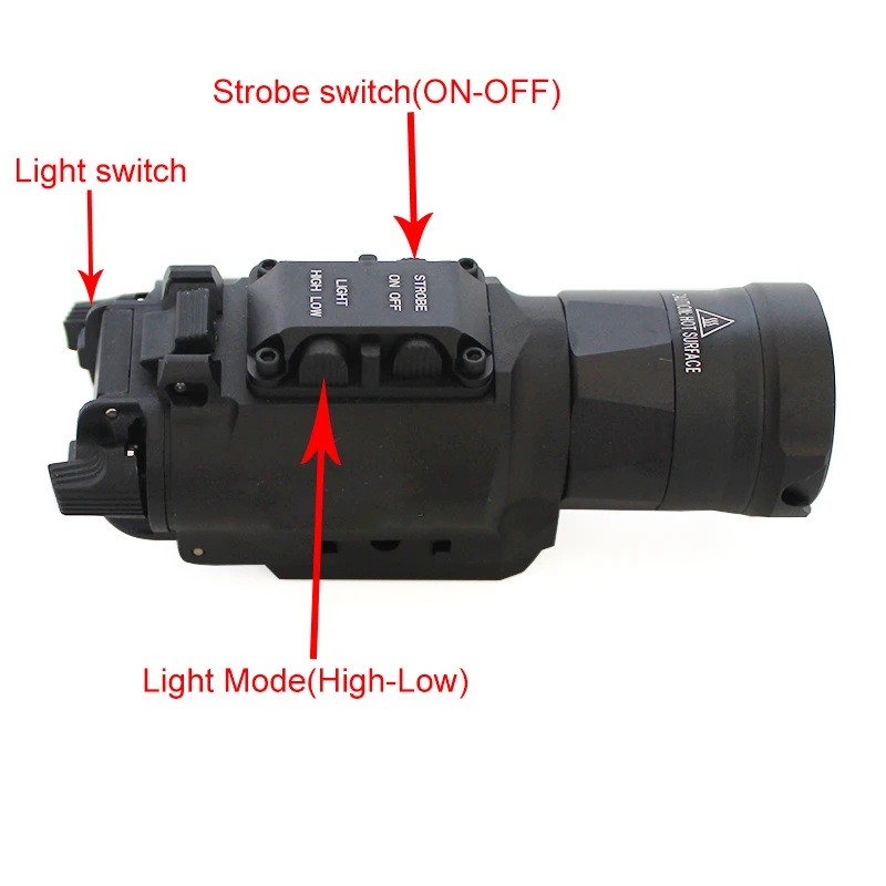 XH35 оружейный светильник ультра-Высокий Двойной выход белый светодиодный тактический светильник для оружия регулировка яркости и Стробоскоп Белый светильник