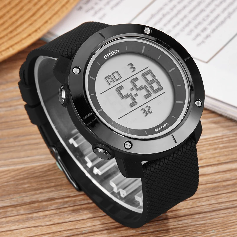 

2017 OHSEN Brand Boys Men Digital Sports Diving Watches Silicone Strap Black Cool Alarm LED Fashion Wristwatch Montre Homme Gift