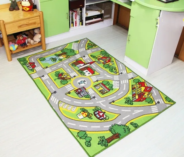 Large Size 51"*75" Kids' Rug With Roads Kids Rug Play Mat Children