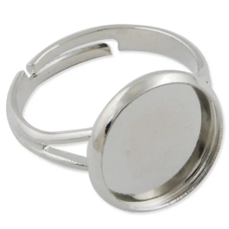 Wholesale Fashion Silver Plated Adjustable Flat Ring Findings Pad Bases