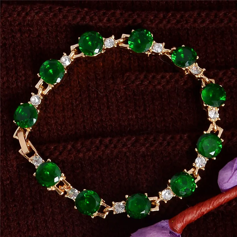 

SHUANGR Fashion Green Cubic Zirconia Crystal Charms Bracelets bijoux femme pulseira Tennis Bracelet For Women Jewelry 6 Colors
