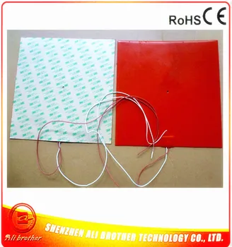 

3D Printer Heater Silicone Rubber Heater 320*320*1.5mm 240v 500W adhesive 5mm hole in center 1000mm lead 1 white 1 brown