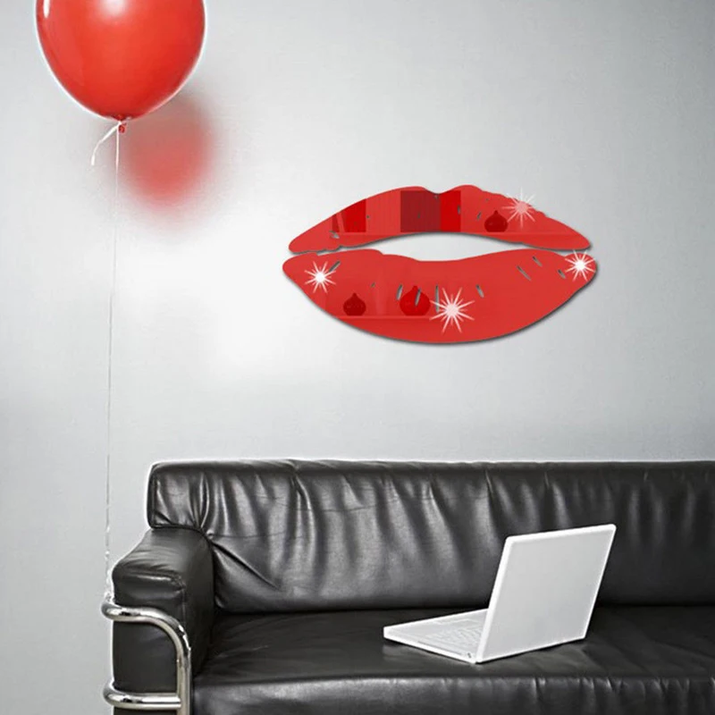 DIY 3D Mirror Acrylic Kiss Lip Wall Sticker Art Mural Decals Stickers Home Decor