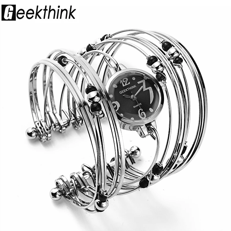 GEEKTHINK Bohemian Style Luxury Brand Quartz Watch Women Bracelet Ladies Casual Dress Beads Decor Wristwatch Clock Female Girls