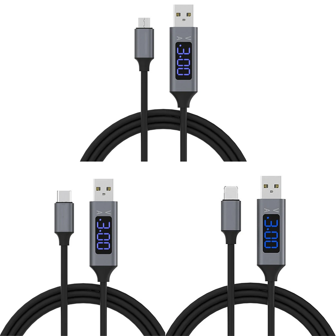 5V 3A цифровой ЖК дисплей Micro USB Быстрая Зарядка Кабели Зарядное устройство адаптер