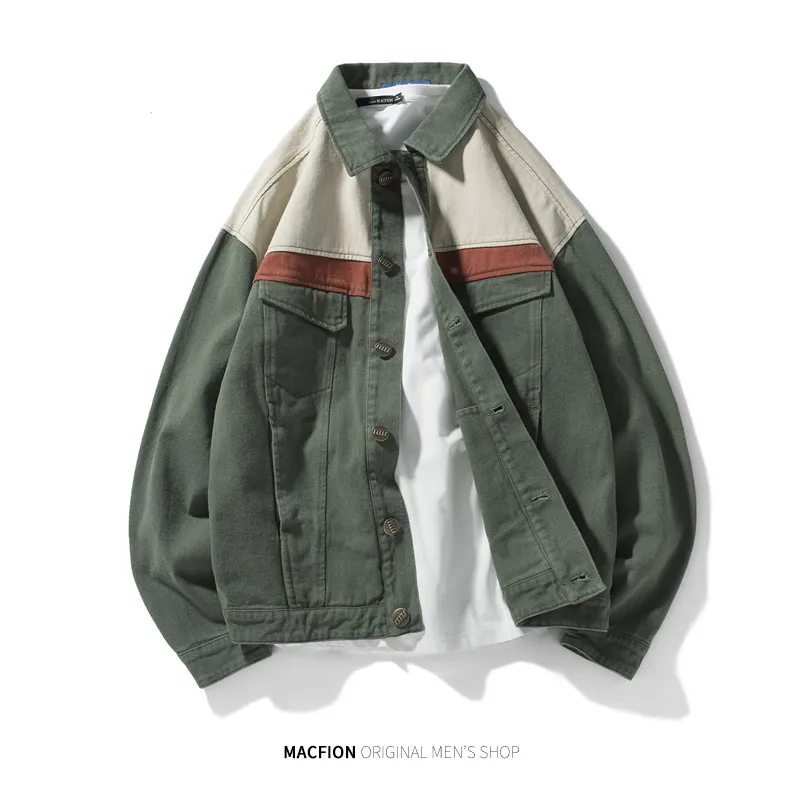

Fashion 2018 high quality polyester tooling jacket male student tide Japanese retro harbor wind lapel canvas jacket
