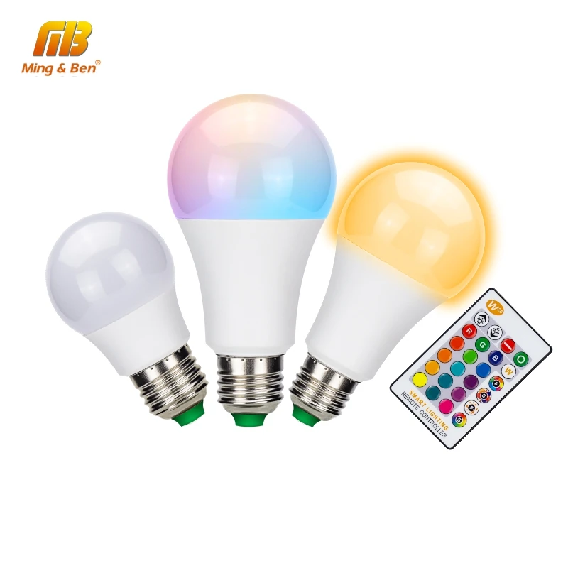 Светодиодная лампа RGB 5 Вт 10 15 E27 AC85 265V 16 изменяемый цвет с функцией памяти + ИК
