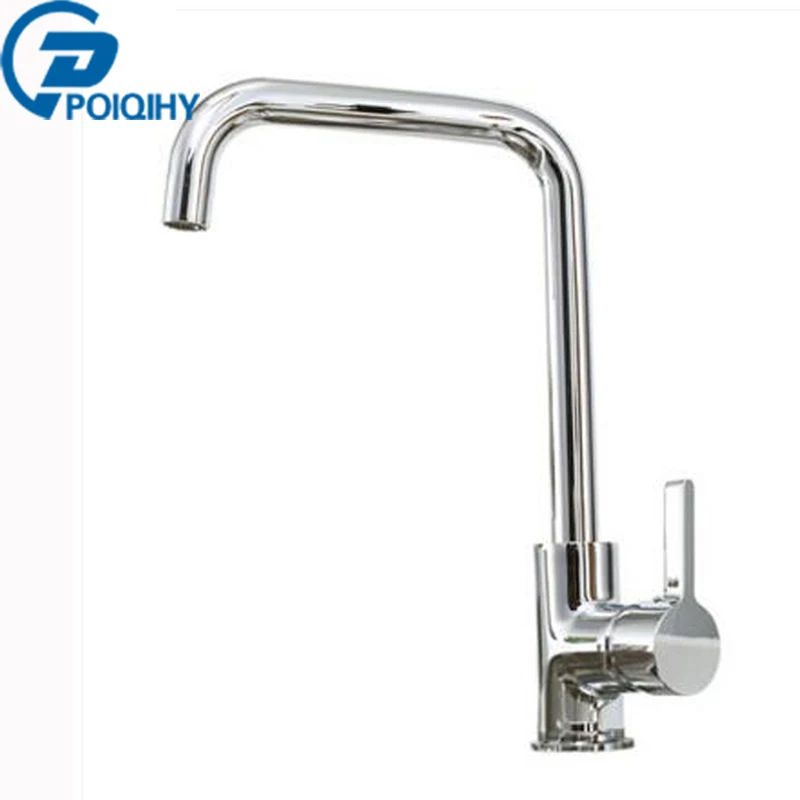 

POIQIHY Chrome Finish Kitchen Faucet 360 Rotatable Modern Kitchen Faucets Single Handle Wash Basin Sink Mixer Faucets