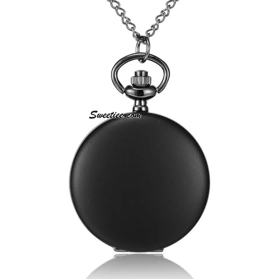 Flat Round Alloy Quartz Pocket Watches with Iron Chains and Lobster Claw Clasps Black 32.2&quotWatch Head: 57x41x14mm Watch | Наручные