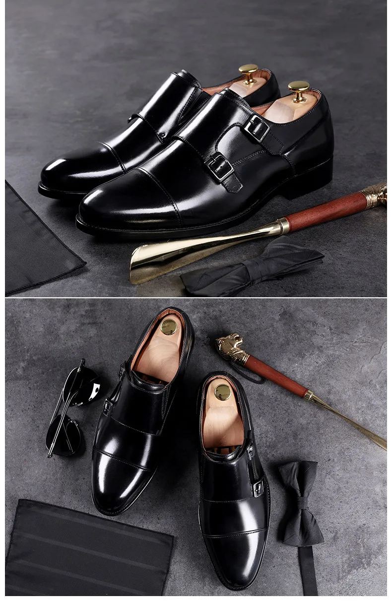 DESAI/брендовые Мужские модельные туфли из натуральной кожи с двойной пряжкой; деловые мужские туфли-Монки; Туфли-оксфорды для мужчин; свадебные модельные туфли