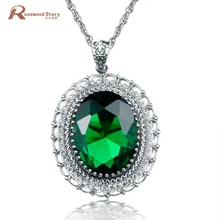 Романтичный дизайн для девочек, ожерелья с зеленым камнем и кристаллами, подвески из стерлингового серебра 925 пробы, Винтажные Ювелирные изделия, подарки ручной работы