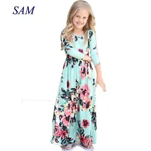 2018 Girls Dresses Autumn Cute Baby Girls Hit Color Long Dress Children clothes Casual Cotton Beachwear Maxi Dress fit 2-10T