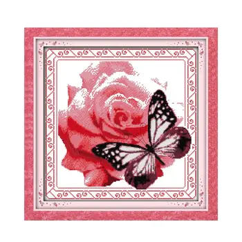 

11CT 14CT Butterfly Nianhua handmade diy embroidery Cross stitch Kit Red flowers and butterflies Chinese characteristics Hanging