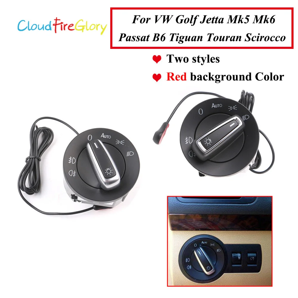 

CloudFireGlory AUTO Headlight Headlamp Switch Knob w/ Light Sensor Module For VW Golf Jetta MK5 6 Tiguan Touran Passat Scirocco