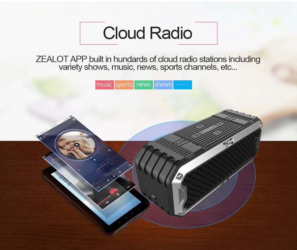 ZEALOT S6 3D стерео Bluetooth динамик водонепроницаемый открытый беспроводной сабвуфер Handsfree Поддержка AUX TF карта 4000 мАч батарея