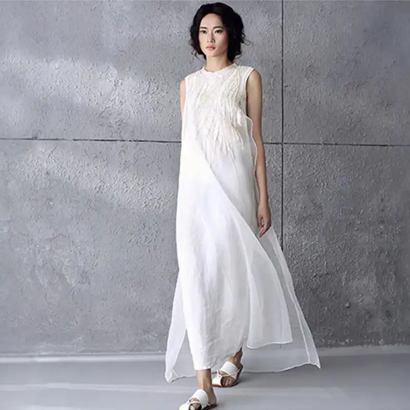 white linen beach dress