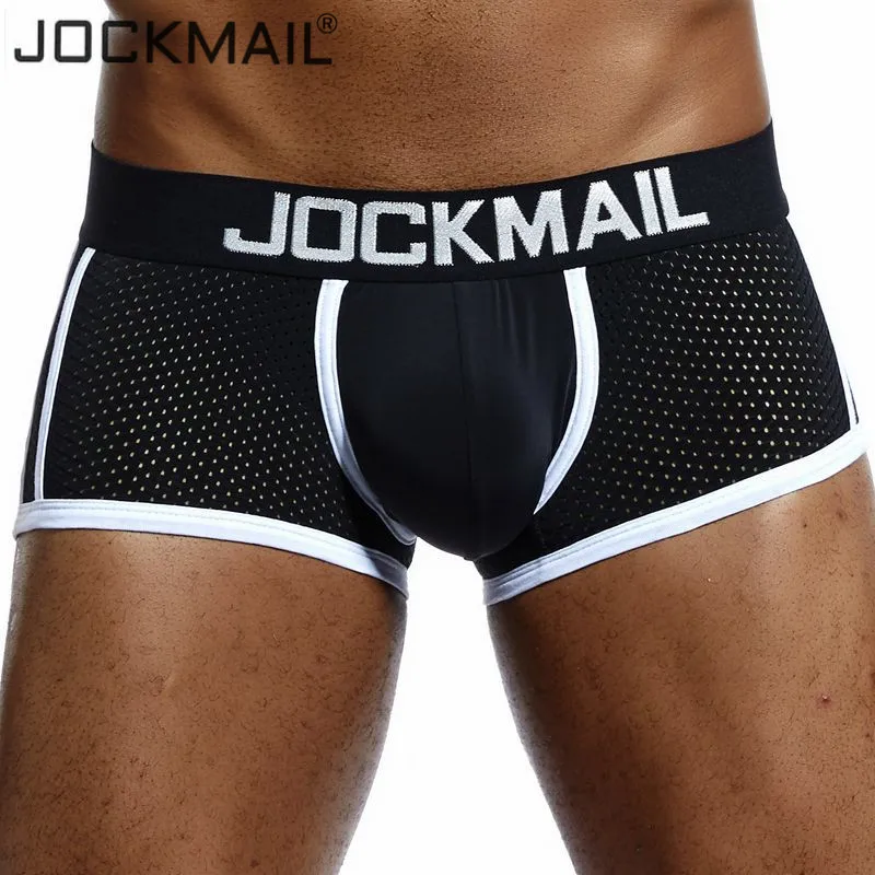 JOCKMAIL, фирменные боксеры, мужское нижнее белье, сексуальные сетчатые u-образные подштанники, Cueca, хлопковые трусы, трусы-боксеры, мужские трусики для геев