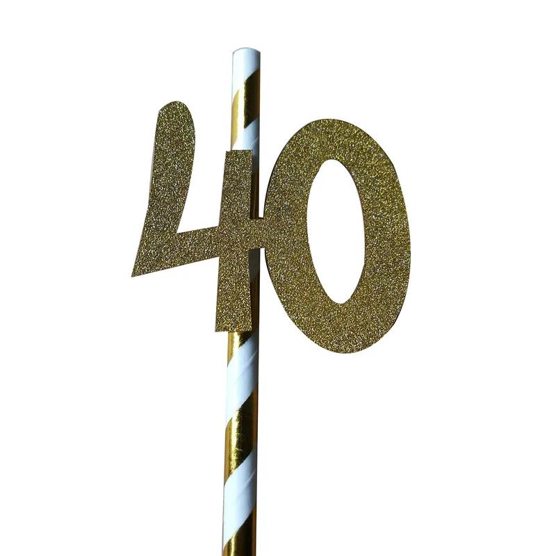 10 шт. Золотая/Серебристая соломка Chicinlife с цифрами 30/40/50/60 лет для питья взрослых