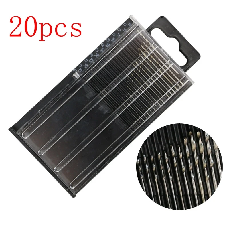 

20Pcs 0.3mm-1.6mm Mini Tiny HSS Micro High Speed Steel Twist Drill Bit Set Model Craft Wood Plastic Repair Parts