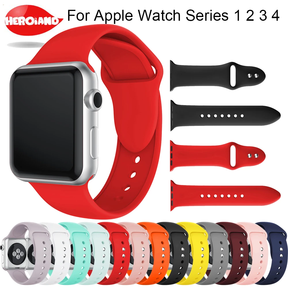

Soft Silicone Replacement Sport Band For 38mm Apple Watch Series1 2 42mm Wrist Bracelet Strap For iWatch 4 Sport Edition 40 44mm