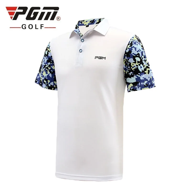 

Pgm Golf Men Shirts Summer Short Sleeve Splice Tennis Sportswear Breathble Quick Dry Golf T Shirt Golf Apparel AA11833