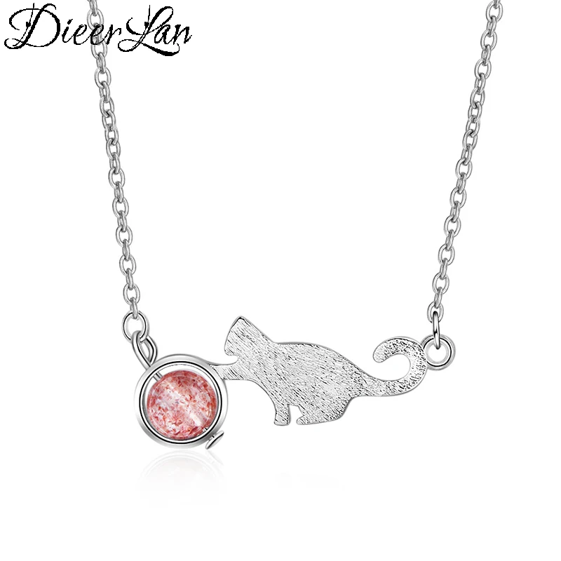 

DIEERLAN Personalized 925 Sterling Silver Jewelry Korean Cute Cat Choker Necklaces for Women Statement Jewelry Kolye Collares