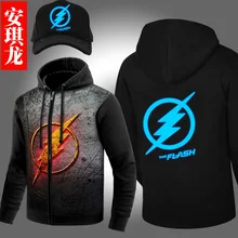 New Fashion Autumn Winter Jackets and Coats The Flash hoodie Anime Justice League Hooded Thick Zipper Men cardigan Sweatshirts