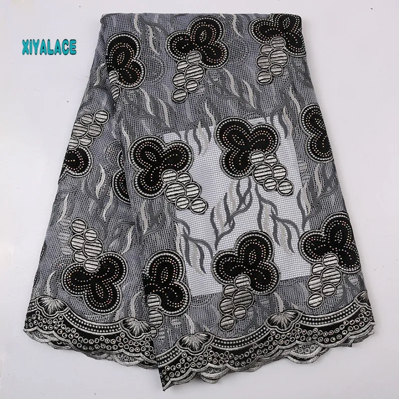 Африканская кружевная ткань вышитый нигерийский Свадебный шнурок высококачественная ткань французская пряжа кружевная ткань с бусинами для женщин YA2718B-1