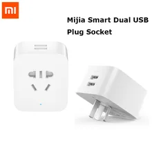 Original Xiaomi Mijia Smart Plug Socket Enhanced Dual USB Fast Charger ZigBee/Basic Socket USB Wireless WiFi Mi Home APP Control