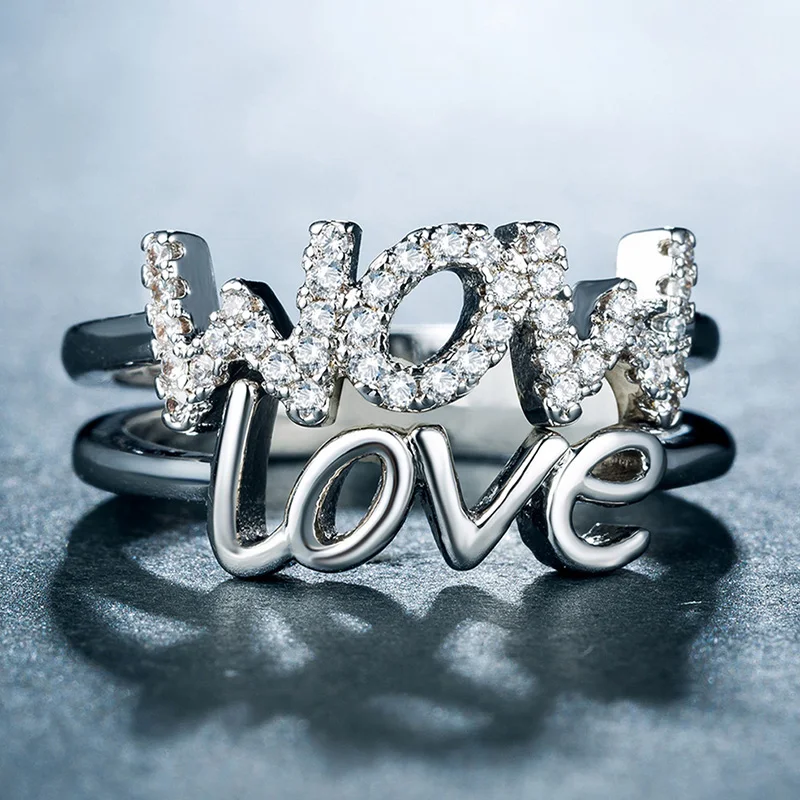 

Mom&Love Rings for Women Luxury Clear AAA+ Cubic Zirconia Wedding Silver Jewelry 2019 New Arrivals Dropshipping