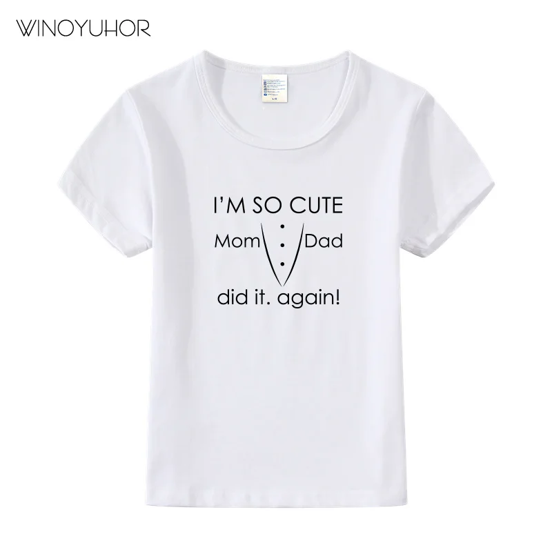 

I'M So Cute Letters Print Tops Toddler Kids Summer Funny O-Neck Cotton Tee Shirt Baby Girls Boys Outfits Clothes