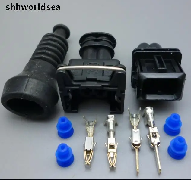 

shhworldsea 15Sets 2 Way 2 PIN 3.5MM Car Fuel Injector Socket Plug DURITE MULTIPLE JUNIOR POWER TIMER JPT CONNECTOR + SHEATH