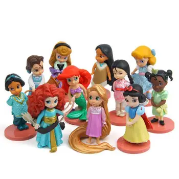 

11pcs/set Princess Toys Moana Snow White Elsa Merida Action Figures Mulan Mermaid Tiana Jasmine Dolls Kids Gifts For Children
