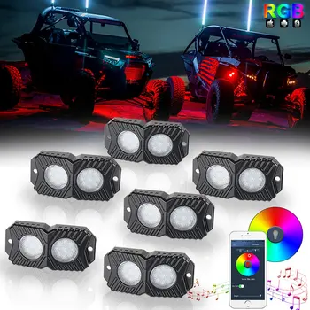 

Double Row RGB Undercar Light 8 Pods with Bluetooth Remote Control Waterproof Multicolor Neon for Motorcycle Truck Car Boat