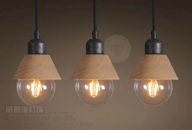 MINI Restaurant Decoration Wood Pendant Hanging Lamp Wooden Bar