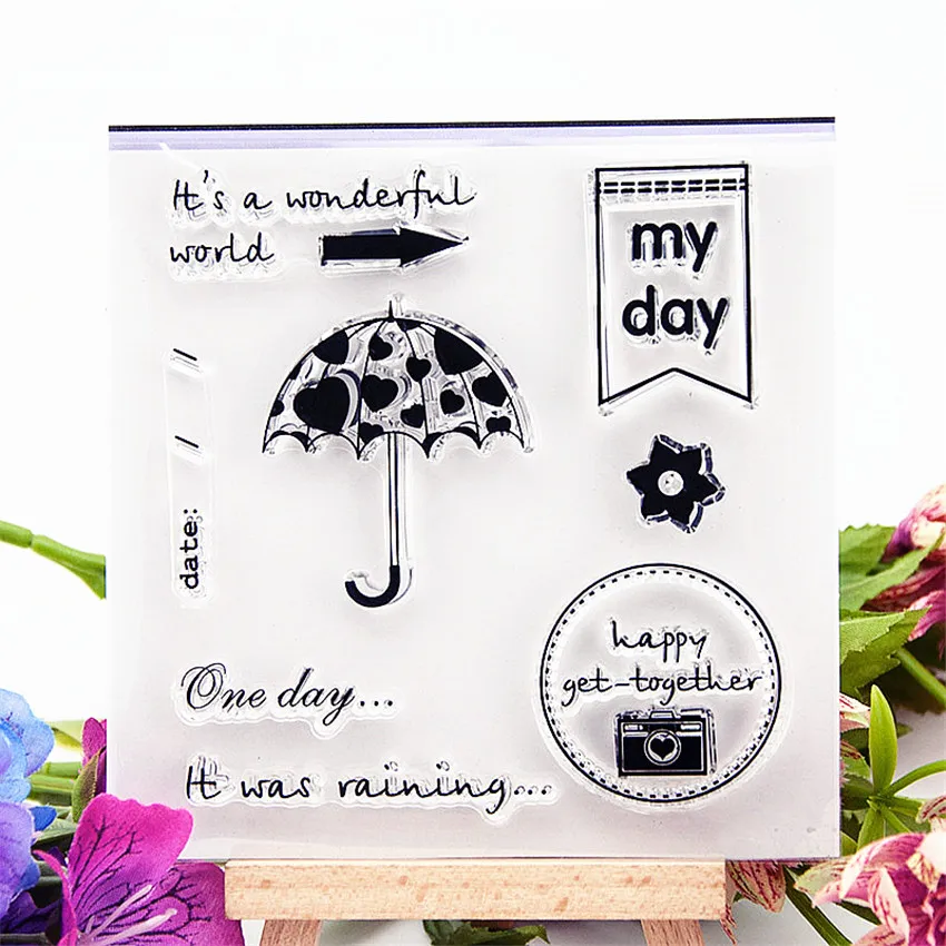 

Wholesale Transparent Clear Stamps umbrella camera Silicone Seals Roller Stamp DIY scrapbooking photo album/Card Making