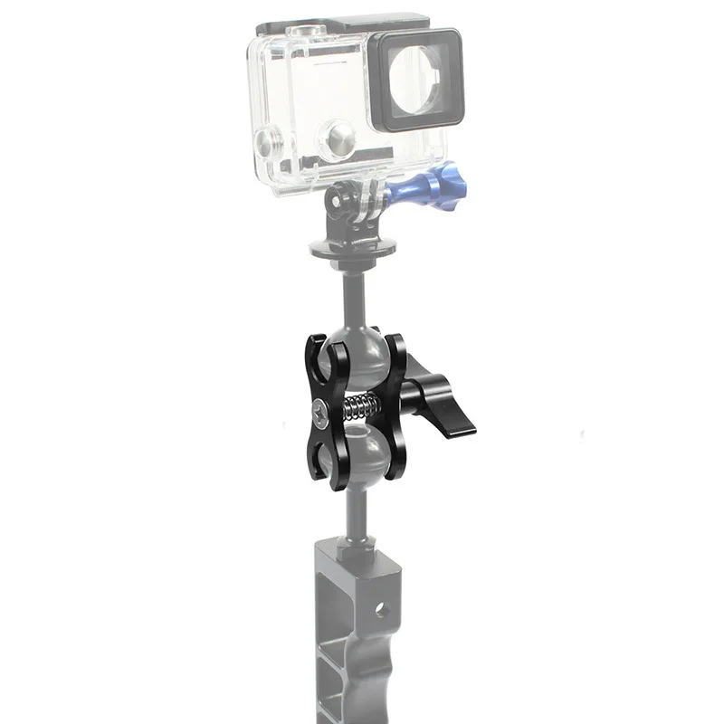Aluminum CNC 2-Hole Diving butterfly clip Clamp Light Arm Ball Head  Mount Adapter For Gopro Xiaomi Yi Action Camera Tripod Accessories (9)
