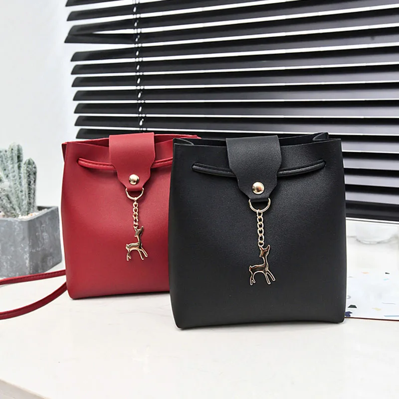 

Simple fashion retro Women Shoulder Bag PU Leather Satchel Small Deer Handbag Lady Crossbody Messenger Bag LBY2018