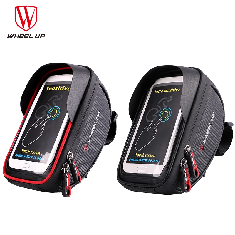 WHEEL UP Waterproof Sport MTB Road Bike Front Bag 6.0 inch Touchscreen Bike Cellphone Bag Bicycle Top Tube Pannier Cycling Pouch