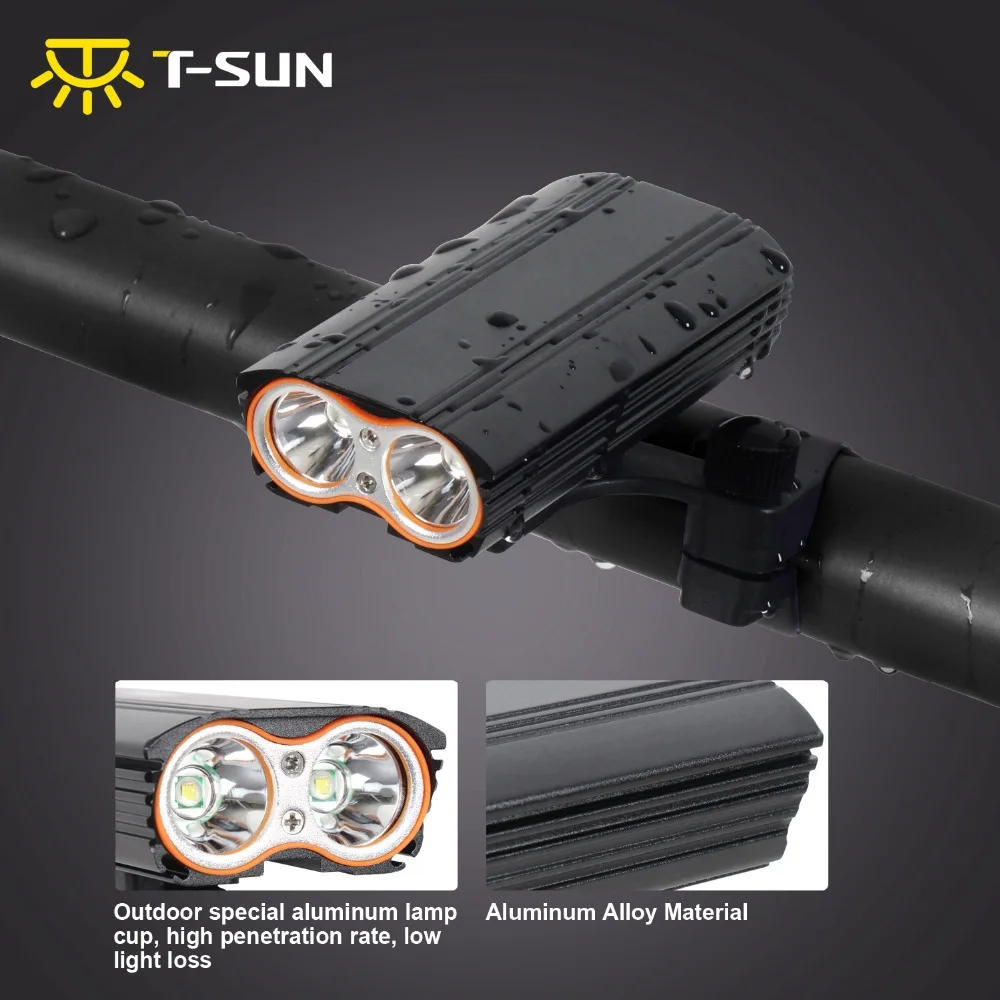 

T-SUNRISE USB Rechargeable LED Bicycle Lights Set 4 Modes LED Headlight Flashlight Torch Rear Light Bright 2400 Lumen