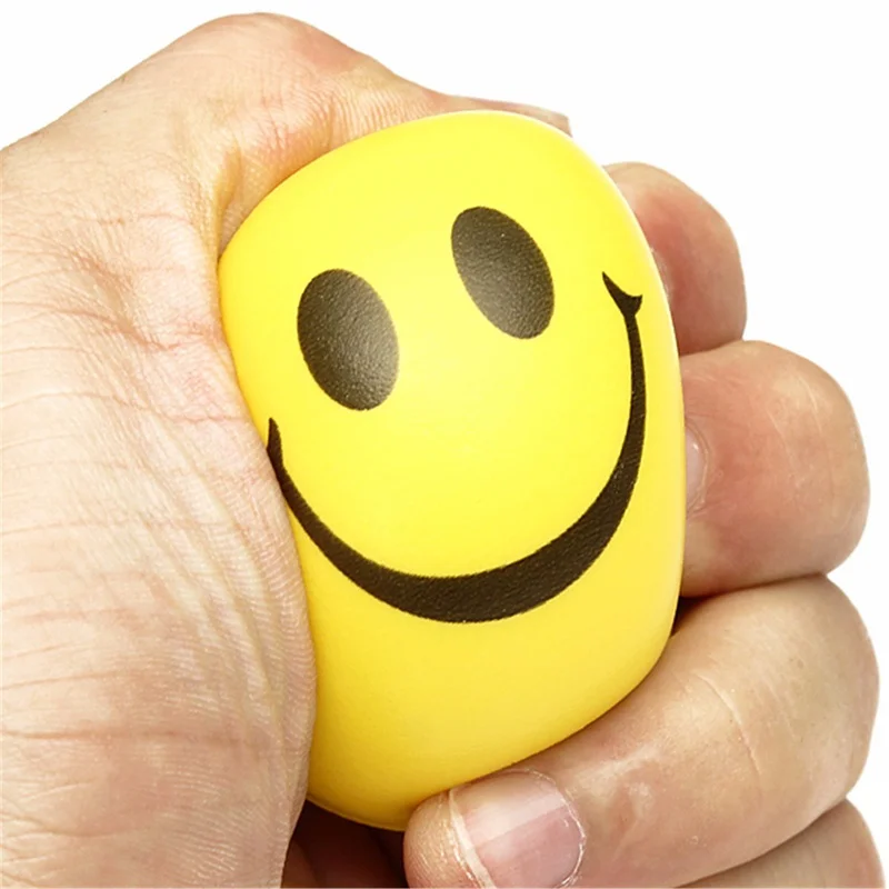 Squeeze Ball 6cm Smile Face Hand Wrist Exercise Stress Relief Toy PU