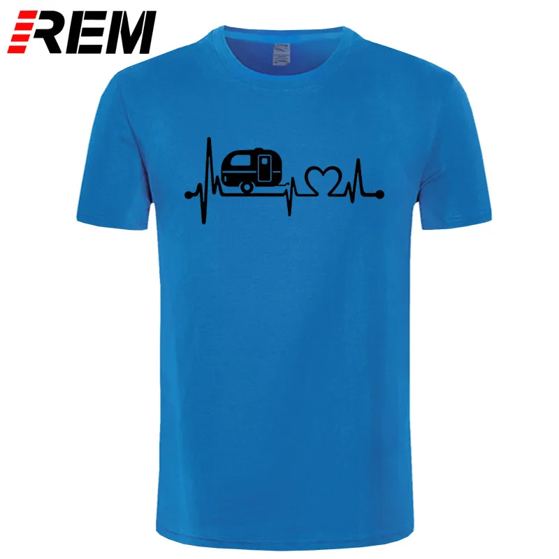 REM, горький кофе, новые летние хлопковые мужские футболки, топы, футболки с короткими рукавами, Camper, для путешествий, Hiker, Camper, Heartbeat, футболка - Цвет: blue black