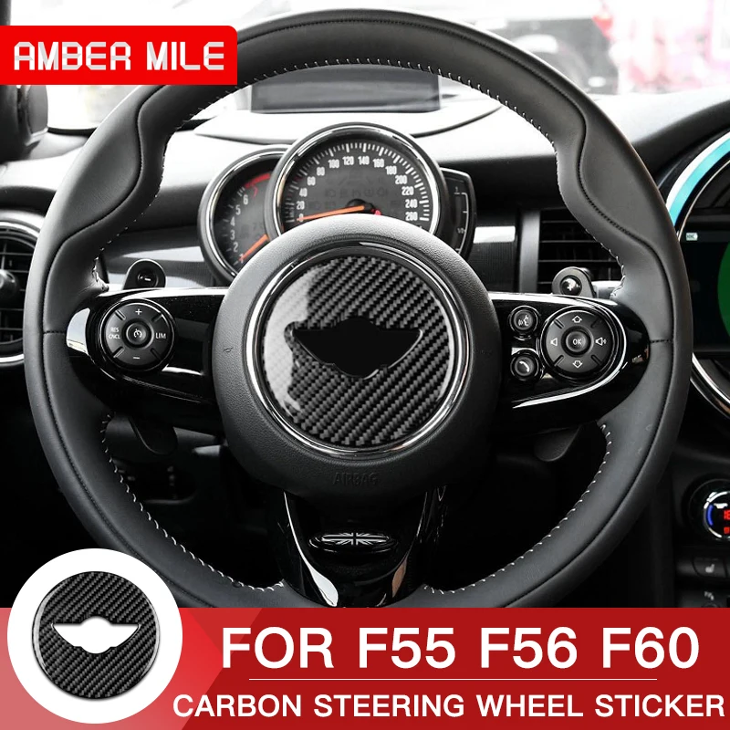 AMBERMILE для Mini Cooper F55 F56 Countryman F60 аксессуары Mini F55 F56 F60 наклейка из углеродного волокна внутренняя отделка рулевого колеса