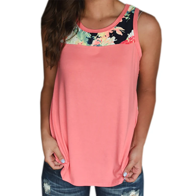 Floral Print Plus Size Tanks Women Summer Tank Tops Sleeveless Prairie