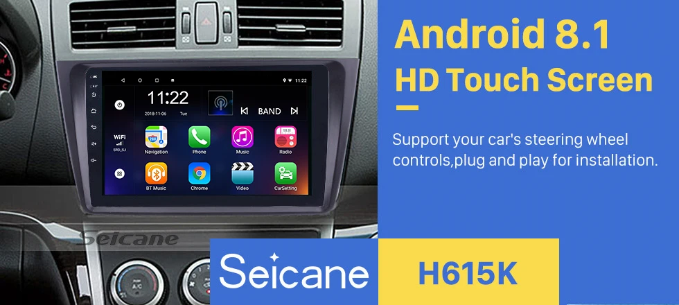 Best Seicane  9" 2Din Android 8.1/7.1 Car Radio WIFI Bluetooth Quad Core Multimedia Player For 2008 2009 2010-2015 Mazda 6 Rui wing 1