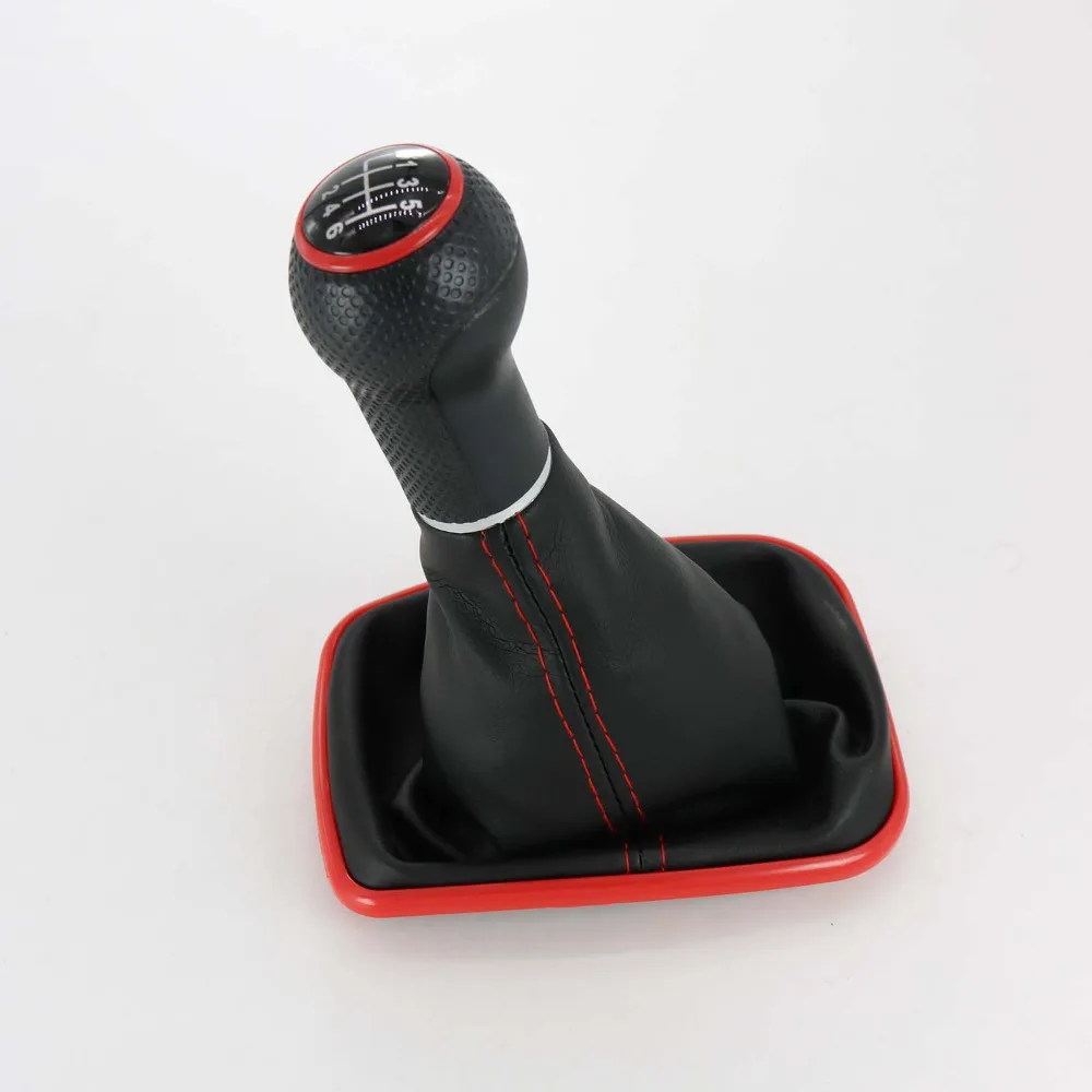 Qwjdsb For Seat Leon 2000 2001 Toledo 1999 2000 2001 Car-Styling Car 5 Speed 23mm Red Line Gear Stick Shift Knob With Leather Boot