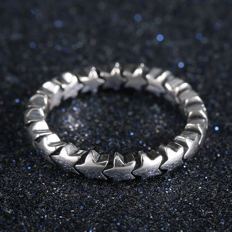 ELESHE Engagement Star Trail Stackable Finger Ring For Women Wedding 925 Tibetan Silver Jewelry Bijoux Gift