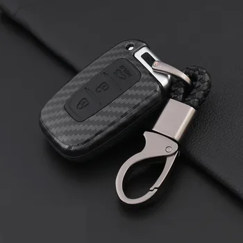 

ABS Carbon Fiber Shell+Silicone Car Key Case Cover for Hyundai Equus Genesis Veloster KIA Sportage Forte Optima Soul Azera Soren